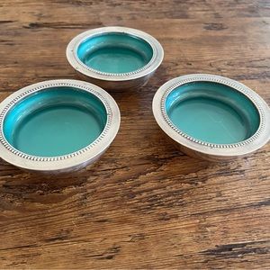 Set of 3 - 1960s silver-plated and turquoise enamel coasters by W&S Blackington